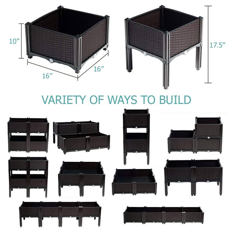 Modern Home Raised Planter Kit - Stackable Modular Flower/Garden Bed Kit - Stacking Sets for Home, Restaurant, Office, Garden