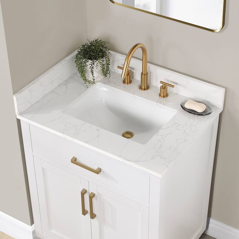 Altair Gavino Bath Vanity with Grain White Composite Stone Top, no Mirror