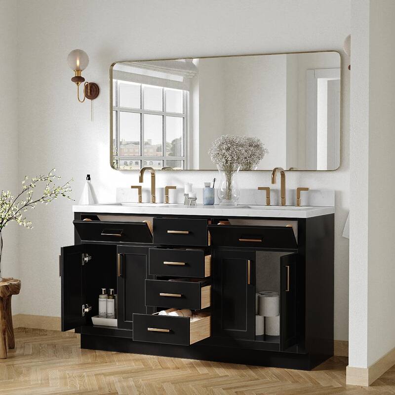 Ariel T060DCQRVO Hepburn 60" Free Standing Double Basin Vanity Set