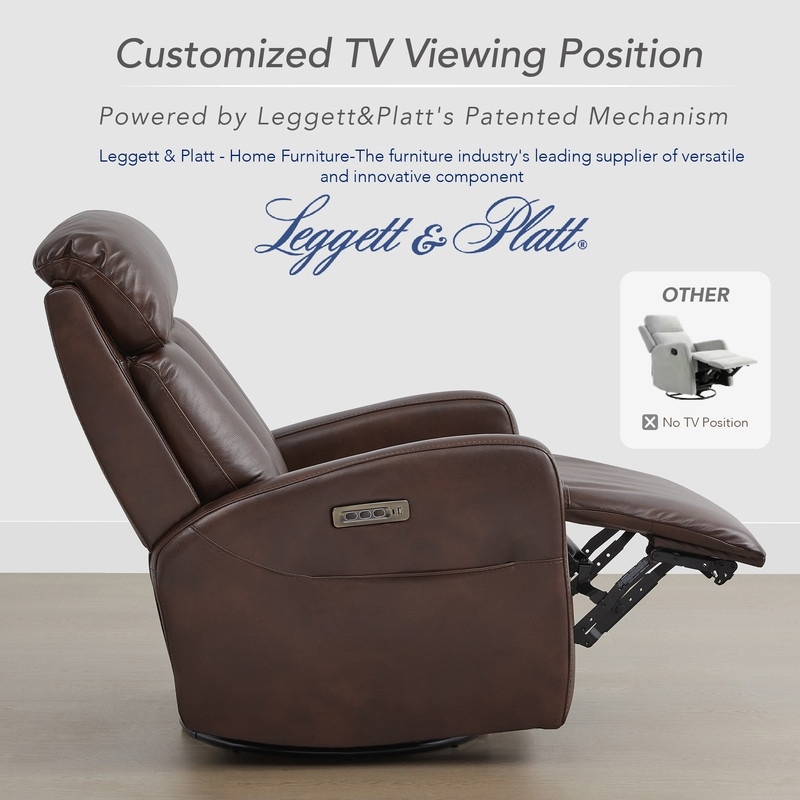 Spruce & Spring Kinsley Triple Motor Leather Power Swivel Recliner