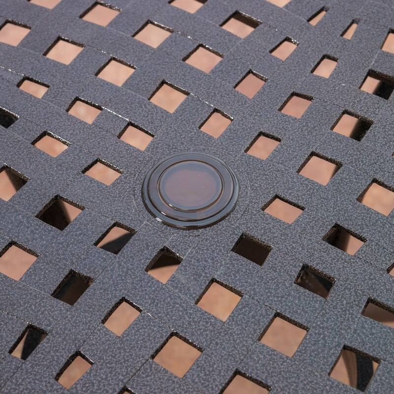 48" Round Cast Aluminum Outdoor Dining Table with Umbrella Hole