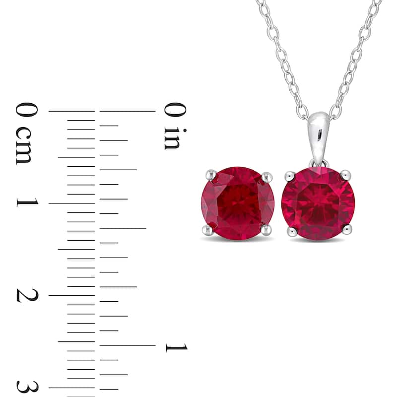 Miadora Gemstone Birthstone Earrings and Necklace Set Sterling Silver