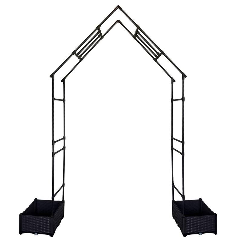 Garden Arbor Trellis with 2 Planter Boxes for Climbing Plants - Black