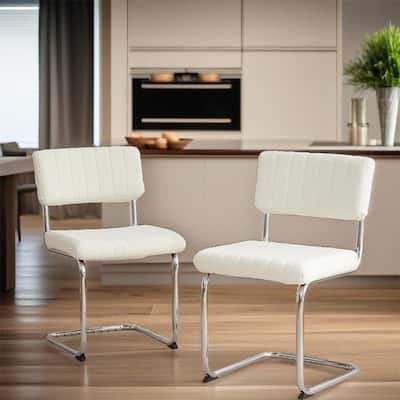 Fabric Light Luxury Dining Chair with Metal Legs(Set of 2) - N/A
