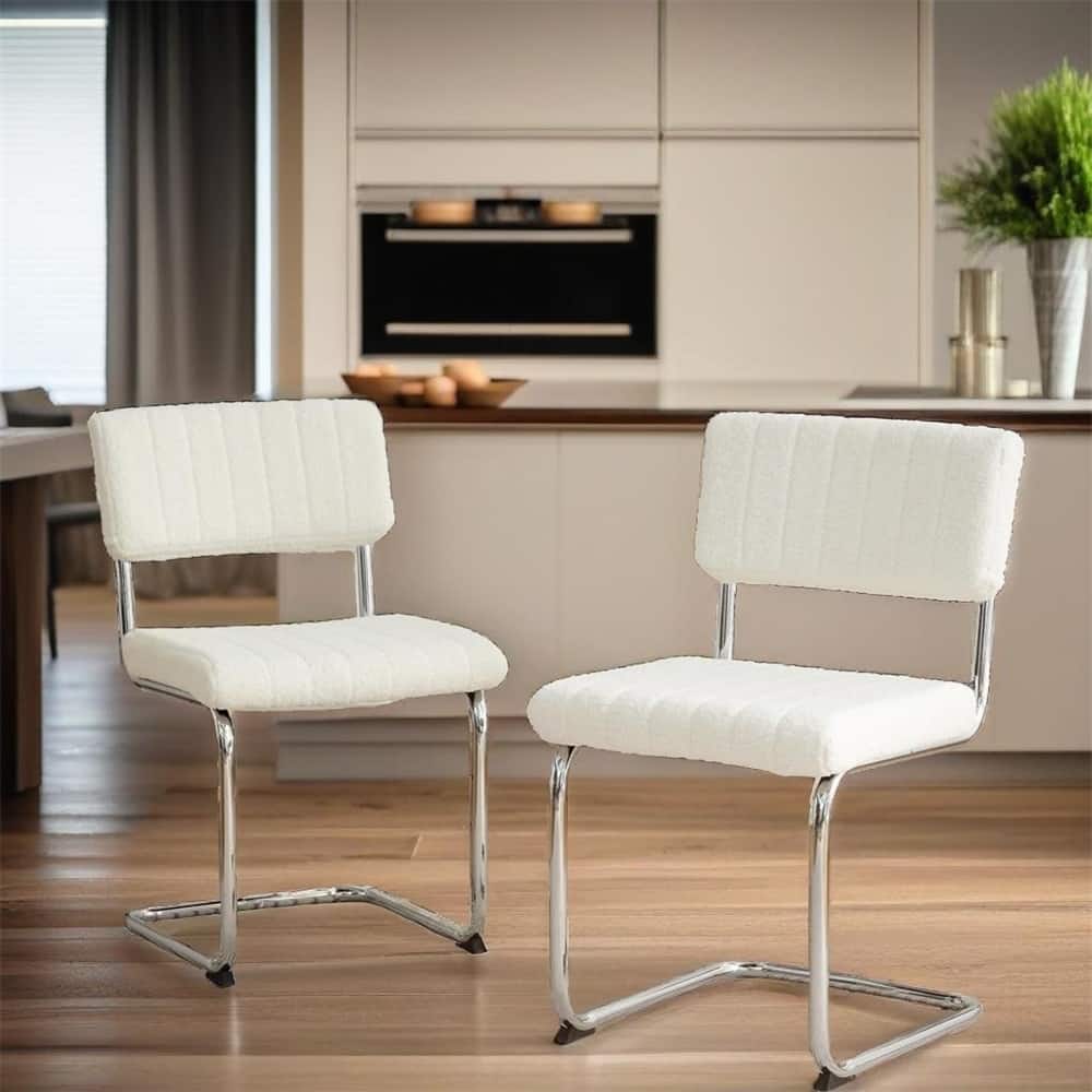 Fabric Light Luxury Dining Chair with Metal Legs(Set of 2) - N/A