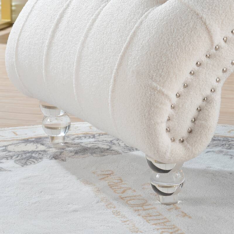 27.17" Buttons Tufted Chaise Lounge Chair with Nailheads
