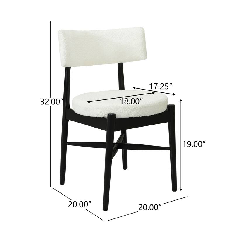 Dining Chairs Set of 2, Upholstered Kitchen Chairs with Wood Frame, Mid-Century Modern Armless Accent Chair