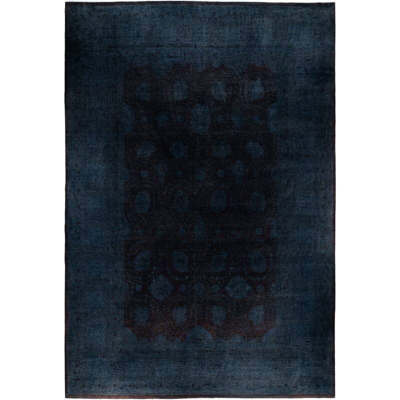 Overdyed One-of-a-Kind Hand-Knotted Area Rug - Black - 12' 6" x 16' 0"