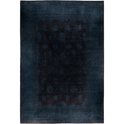 Overdyed One-of-a-Kind Hand-Knotted Area Rug - Black - 12' 6" x 16' 0"