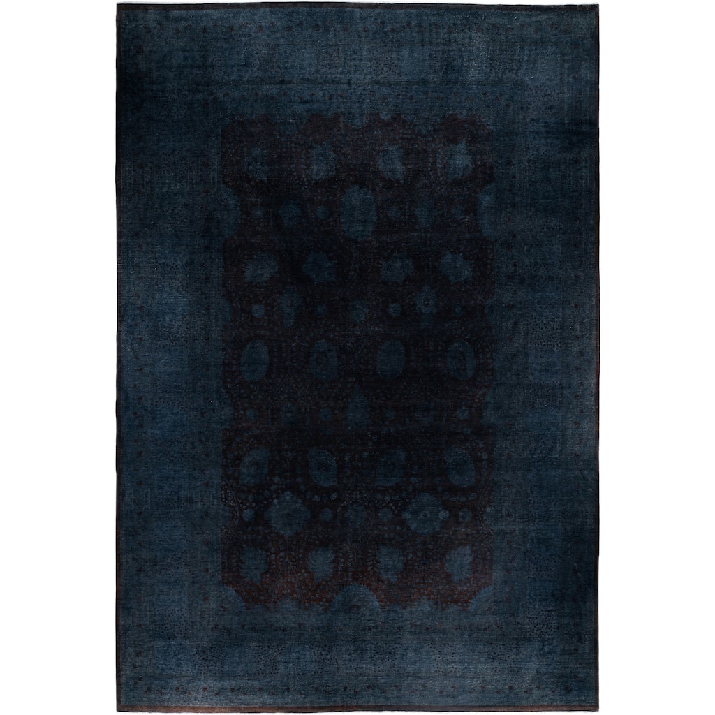 Overdyed One-of-a-Kind Hand-Knotted Area Rug - Black - 12' 6" x 16' 0"