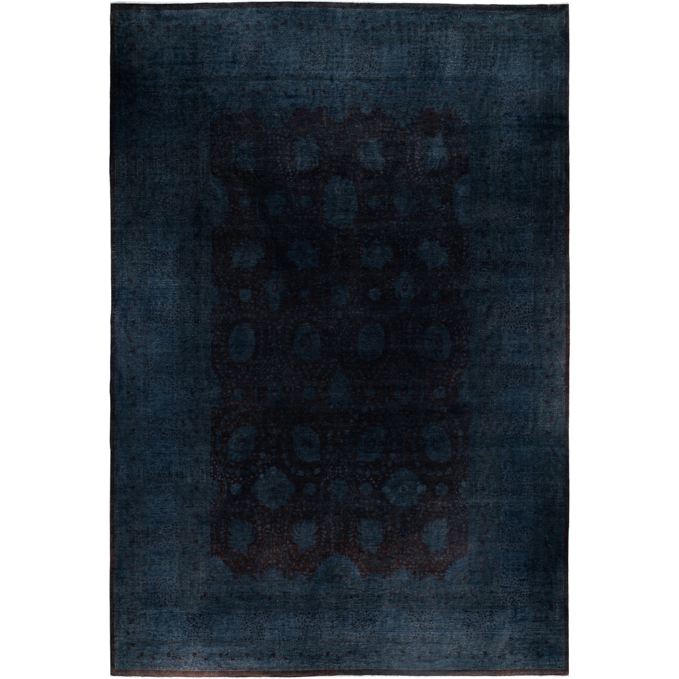 Overdyed One-of-a-Kind Hand-Knotted Area Rug - Black - 12' 6" x 16' 0"