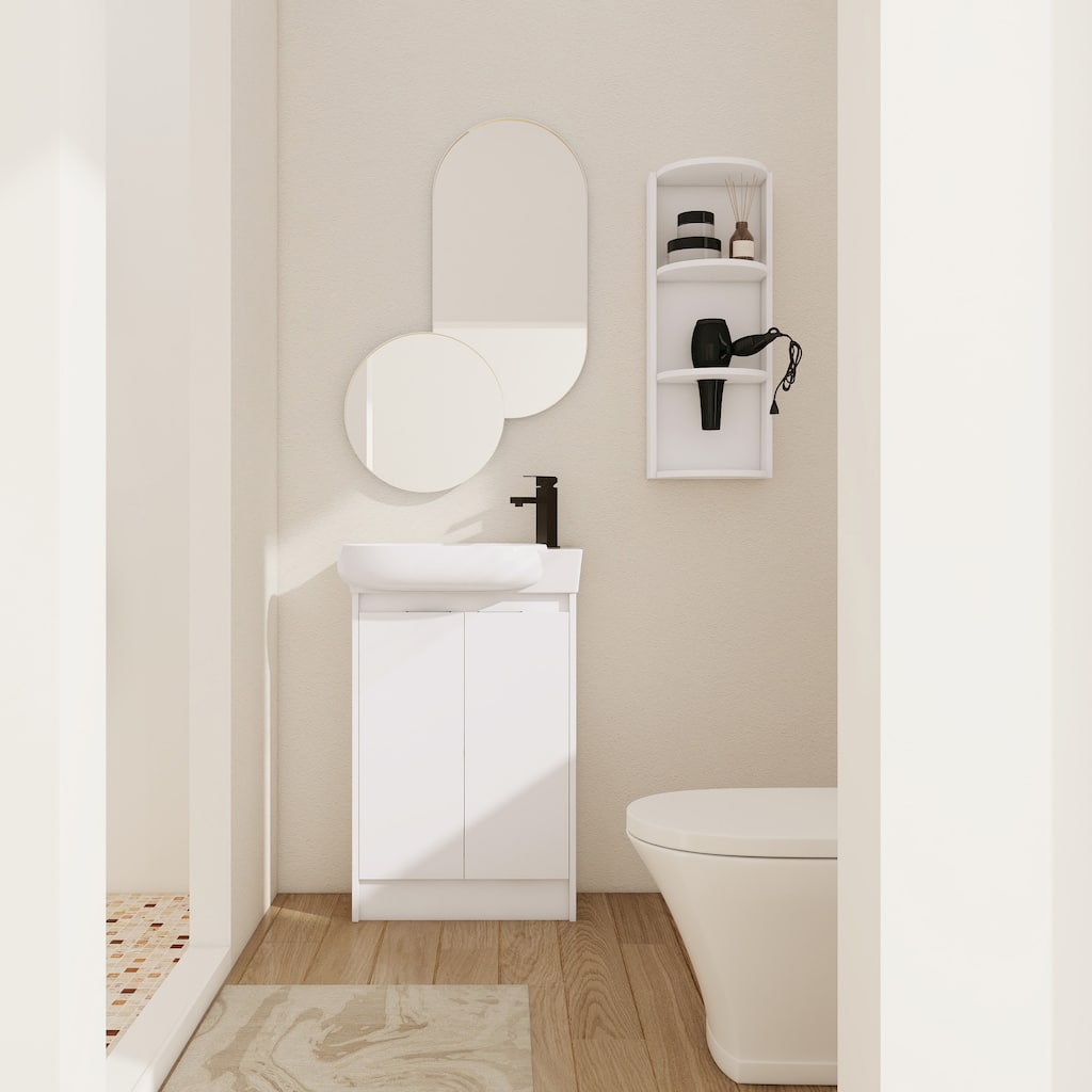23" Freestanding Bathroom Vanity with Sink and Storage Rack, Soft Close Doors