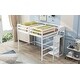 preview thumbnail 6 of 10, Full Size Loft Bed with Built-in Storage Wardrobe and Staircase, White