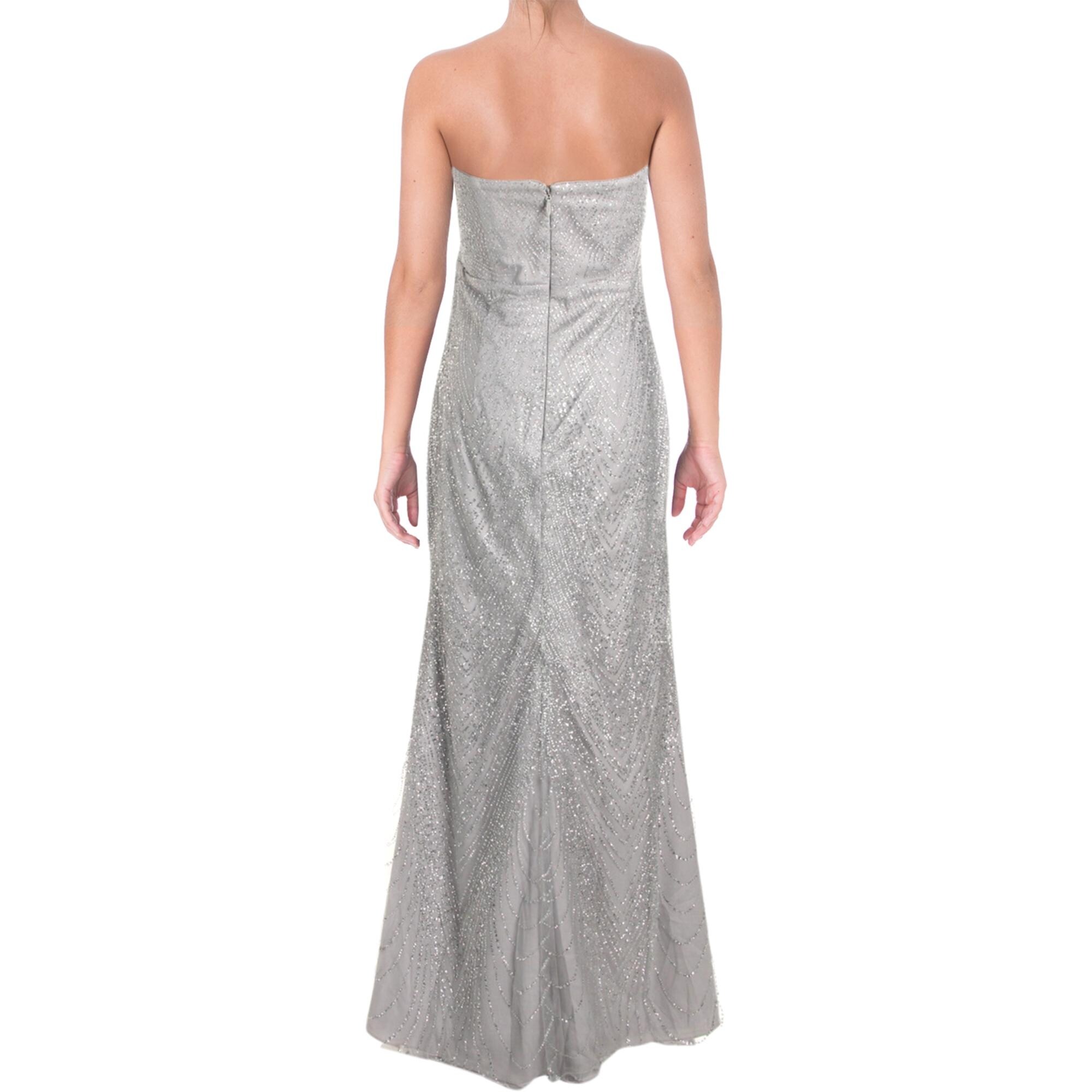 silver diamante prom dress