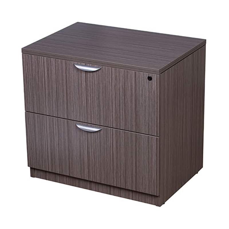 Tia Lateral File Cabinet, 31 Inch, 2 Drawers, Driftwood Smoke Gray