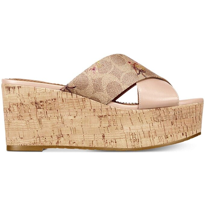 coach cross band high wedge sandal