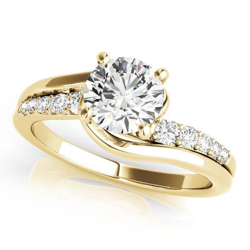 Auriya 14k Gold 1 1/2ctw Modern Moissanite and Diamond Engagement Ring 1/4ctw - Yellow - 7