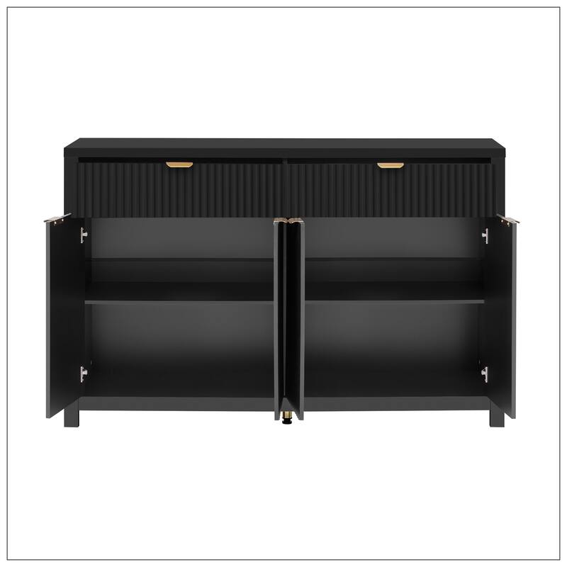 Modern Wave-Pattern Sideboard Cabinet with 2 Drawers
