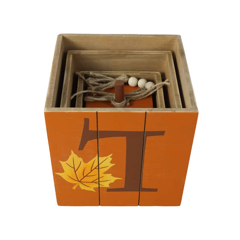 Glitzhome 25.5"H Halloween and Fall Wood Reversible Boxed Porch Decor