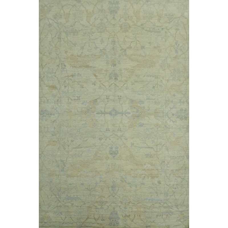 All-Over Floral Oushak Vegetable Dye Area Rug, Floral Geometric Carpet - 11' 7'' X 8' 10''