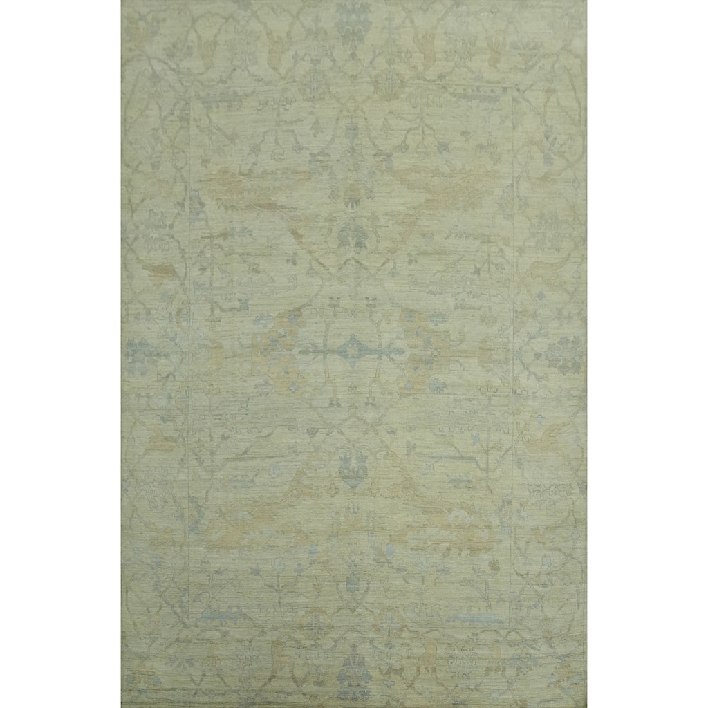 All-Over Floral Oushak Vegetable Dye Area Rug, Floral Geometric Carpet - 11' 7'' X 8' 10''