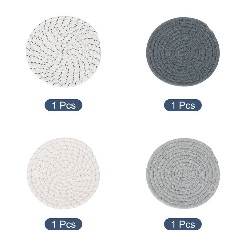 Cotton Trivets Set, 4 PCS 7" Thicken Woven Heat Resistant Mats