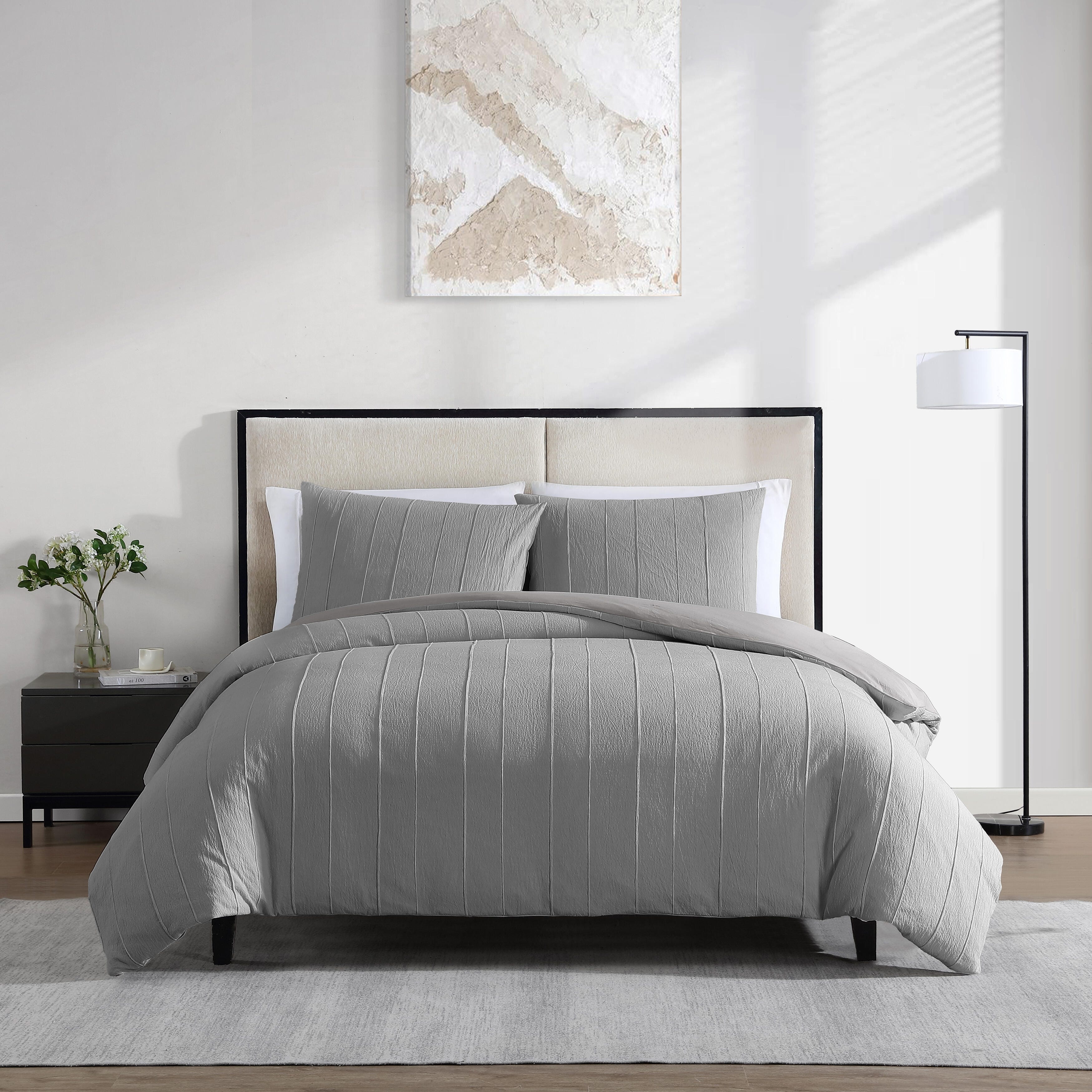 Vera Wang Woven Tucks Duvet Cover Set