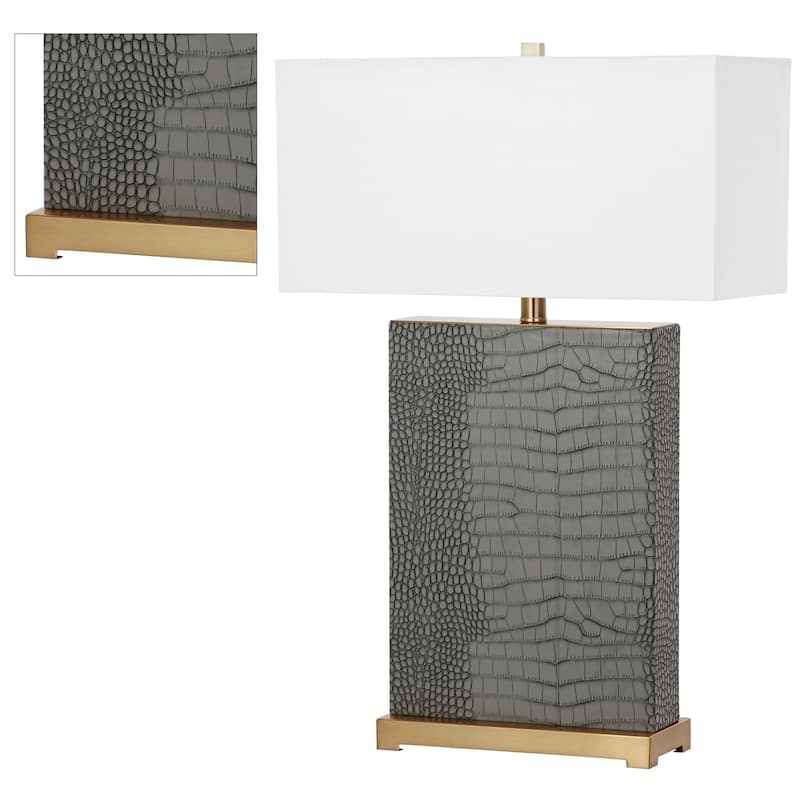 SAFAVIEH Lighting Cristin 28-inch Faux Alligator Grey Table Lamp (Set of 2) - 18"x8 x27.75 - 18Wx8Dx28H