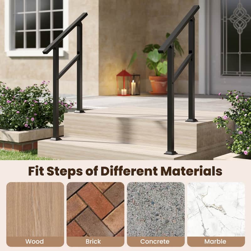 Costway 1/2 PCS Handrail for Outdoor 0-2/0-3 Steps with Flexible Angle