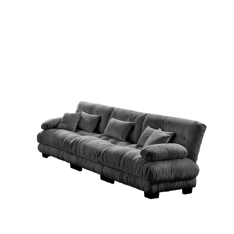 Oversized Modular Sectional Sofa, Chenille Deep Seat 2-Seater Sofa, Upholstered Cloud Couch with Lumbar Pillows & Throw Pillows