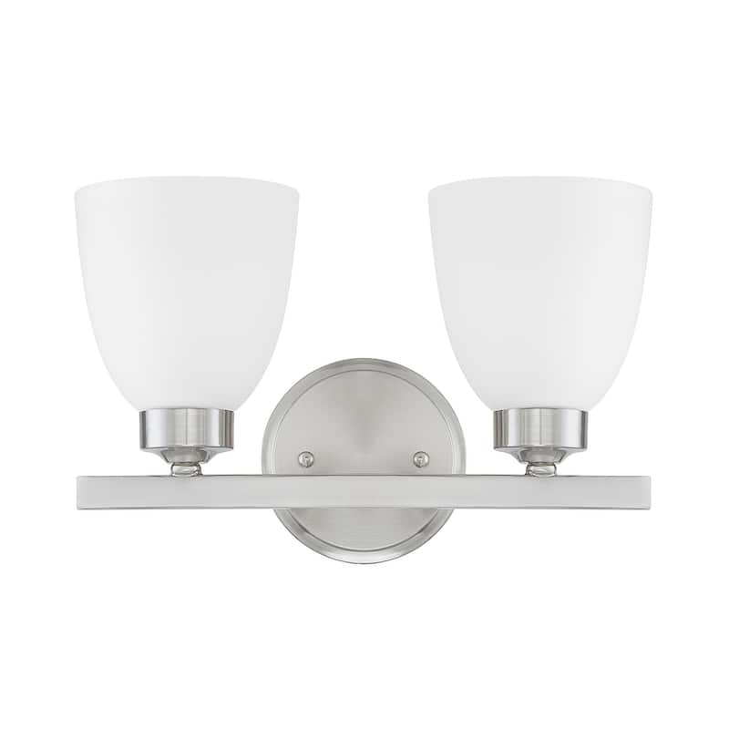 Jameson 2-light Bath/Vanity Fixture w/ Soft White Glass - Brushed Nickel