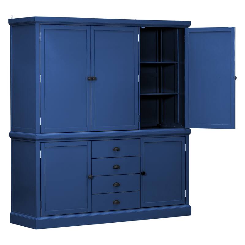 Roomfitters Kitchen Pantry Organizers and Storage Kitchen Cabinet, Hutch with Microwave Stand, 4 Drawers, Spice Racks