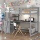 preview thumbnail 1 of 25, Wood Loft Bed Sturdy Frame with Desk and Shelves,2 Drawers,Twin Size Gray