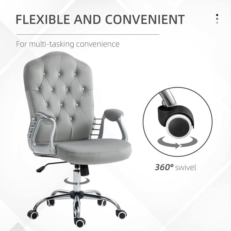 Stylish Velvet Computer Desk Chair with Adjustable Height, Lumbar Support, and Comfortable Tilt Function