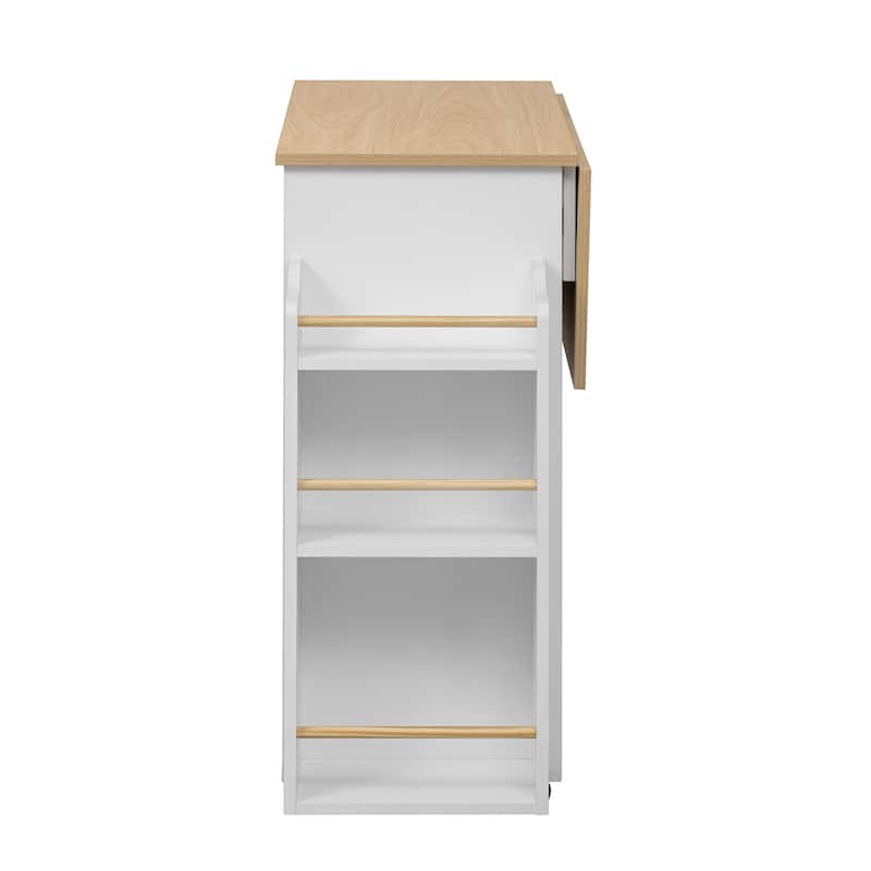 Farmhouse Dog Crate Kitchen Island with Drop Leaf, Pet-Friendly End Table Mobile Kitchen Cart with Storage