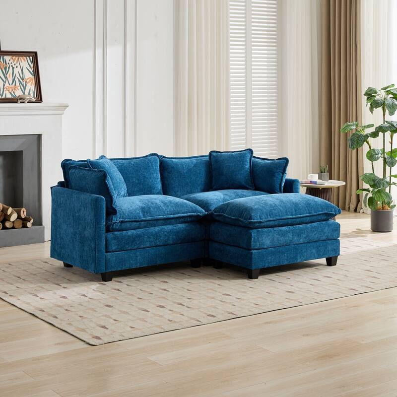 Cloud Sofa LoveSeat (Ottoman is not included), Modern Sectional Couch, Comfy Double Layer Upholstered Seat Cushion