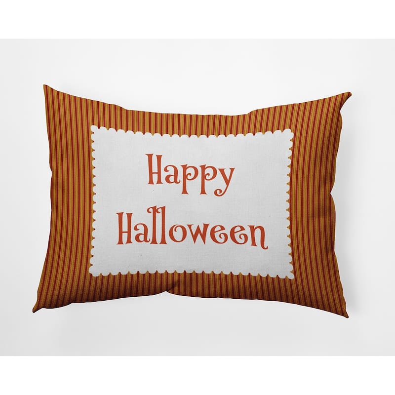 Halloween Happy Halloween Ticking Accent Pillow - Dark Red - 14" x 20"