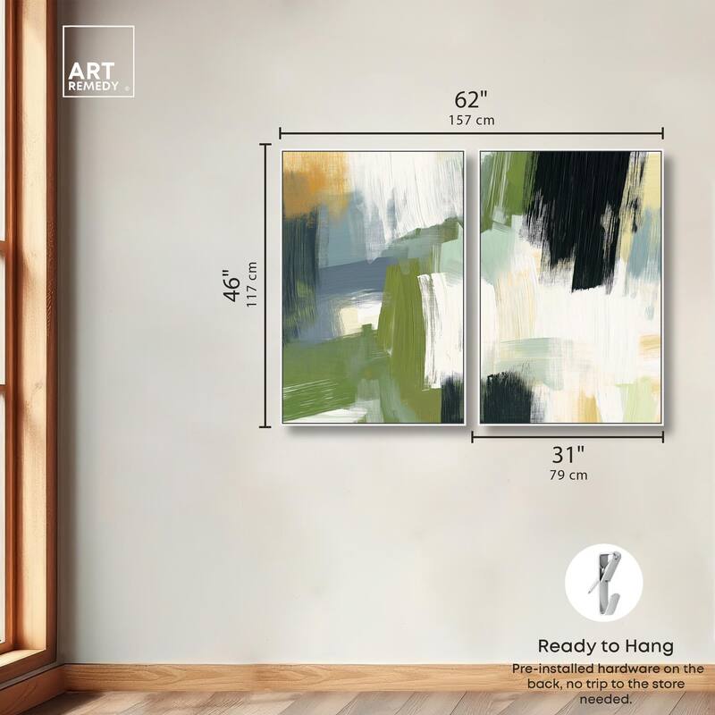 Textured Greens I Canvas Set of 2 by Art Remedy