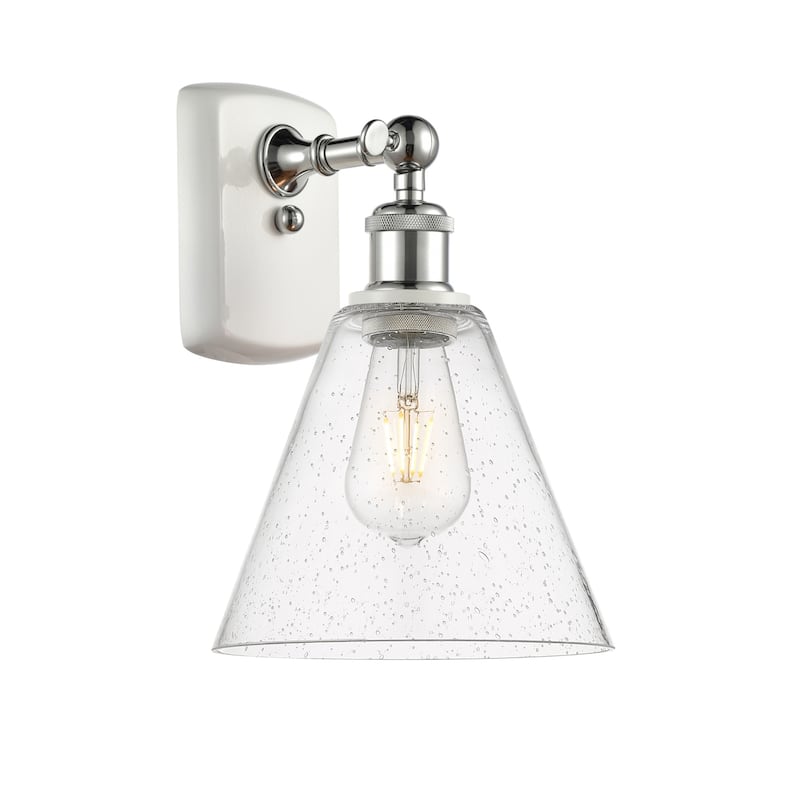 Innovations Lighting 516-1W-11-8 Berkshire Sconce Berkshire 11" Tall - White and Polished Chrome / Seedy