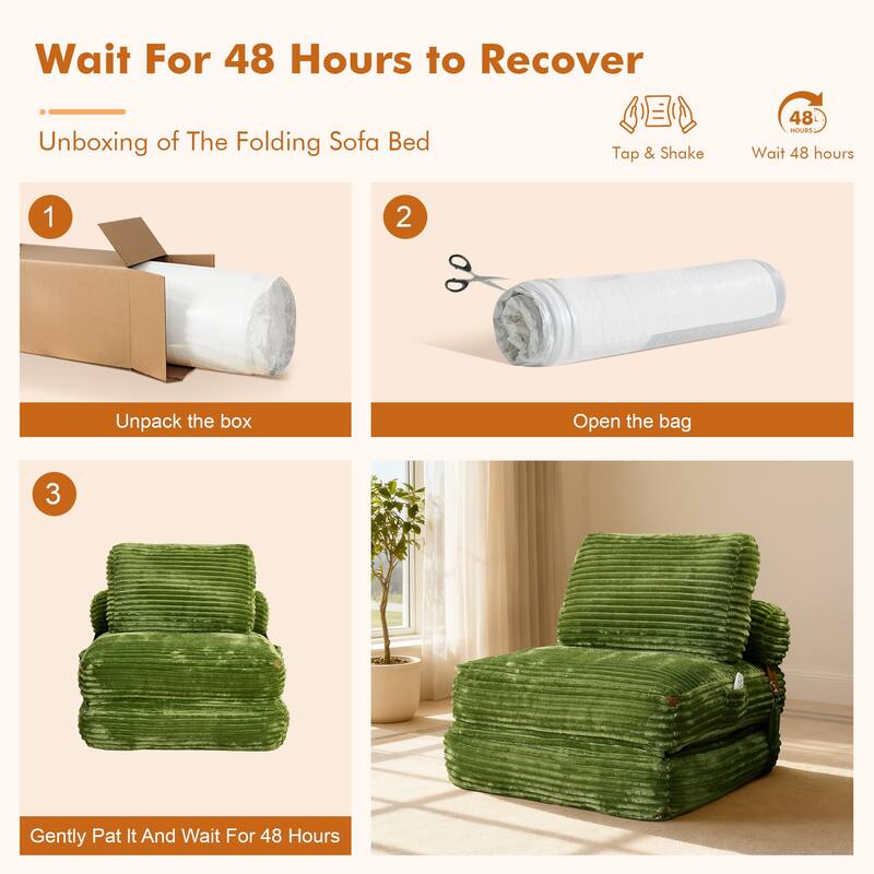 HOOOWOOO Modern Upholstery Fabric Folding Sofa Couch