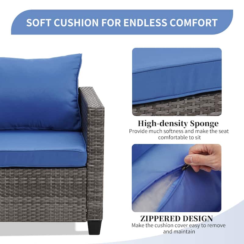 Ainfox Outdoor Patio Sofa Set Sectional Wicker Sofa Patio Furniture Rattan sofa
