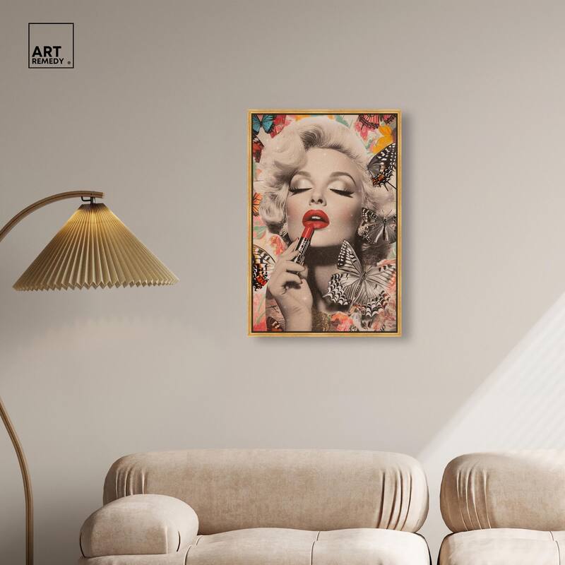 Iconic Lady Butterfly Collage Canvas by Art Remedy