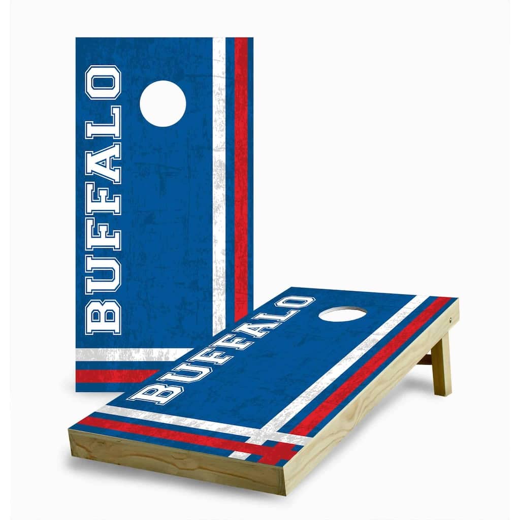 Buffalo Bills Multi Stripe Cornhole Game (Choose Wraps or Boards)