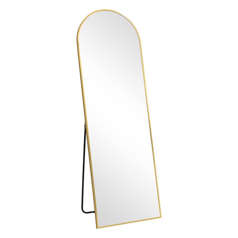 HomeRoots 64" Gold Metal Arch Freestanding Framed Standing Mirror - 21.00 in. x 64.00 in. x 0.80 in.