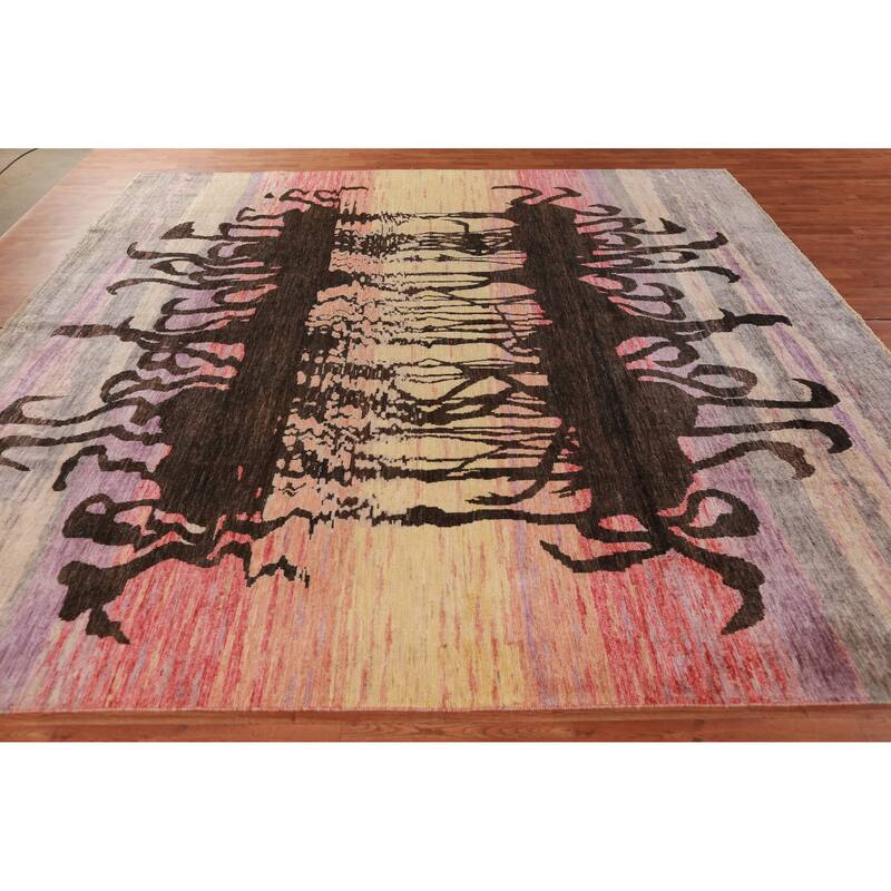 Hand Knotted Oriental 100% Wool Carpet Traditional Animal Pictorial Multi-Colored Art Deco Area Rug - 9' 11'' X 10' 1''