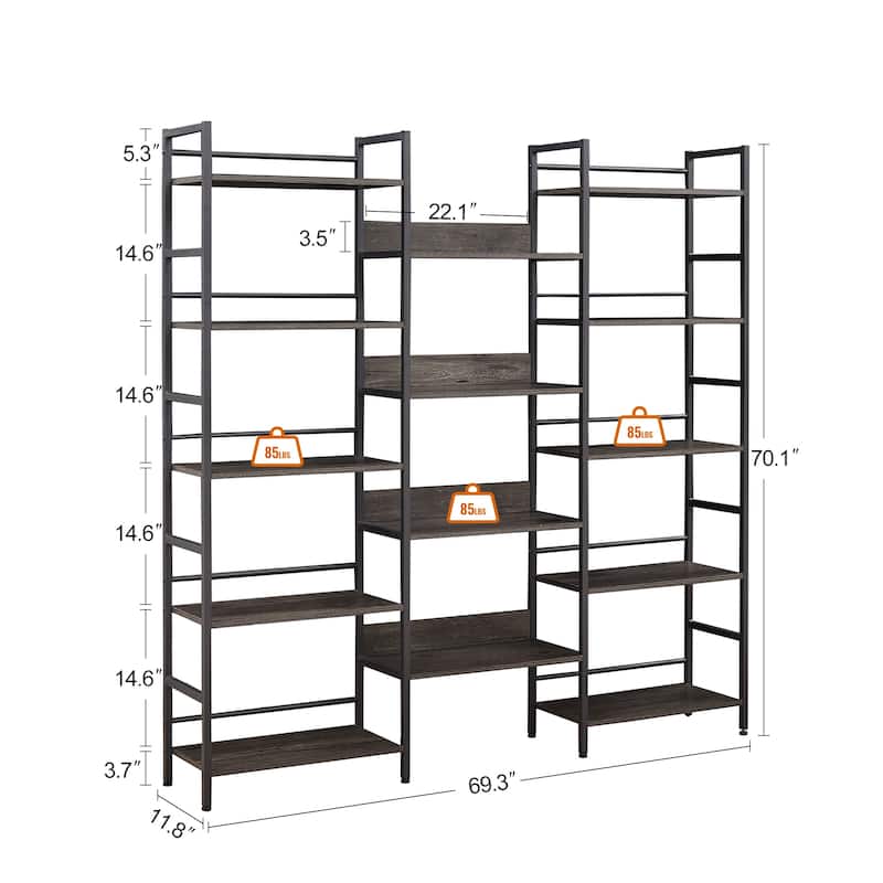 Industrial Retro Wooden 5-shelf Bookshelves