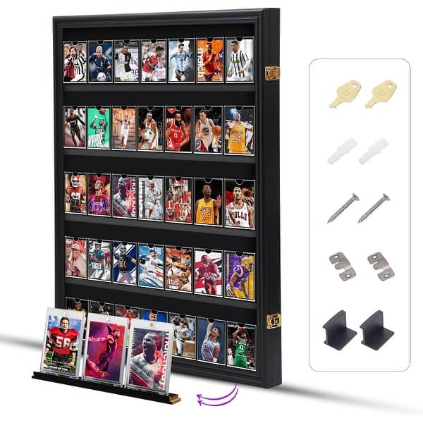slide 2 of 21, Card Display Case, Graded Sports Card Display for Basketball Football Hockey Trading Cards with UV Protection Vertical Display Frame 1-Pack