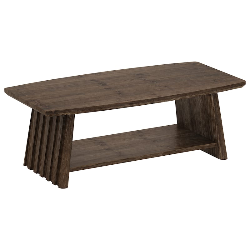 Solid Wood Coffee Table with Storage, 2-Tier Center Accent Table for Living Room Lounge Apartment