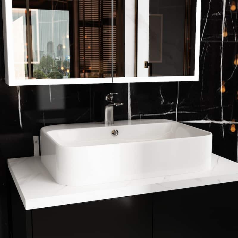 Modern Bathroom Vanity and LED Medicine Cabinet Set