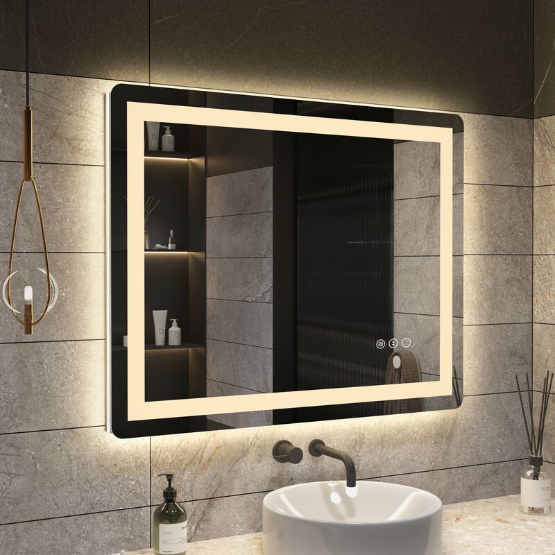 QuivaraView Frameless Front and Back LED lighted Vanity Mirror - 40" x 32"